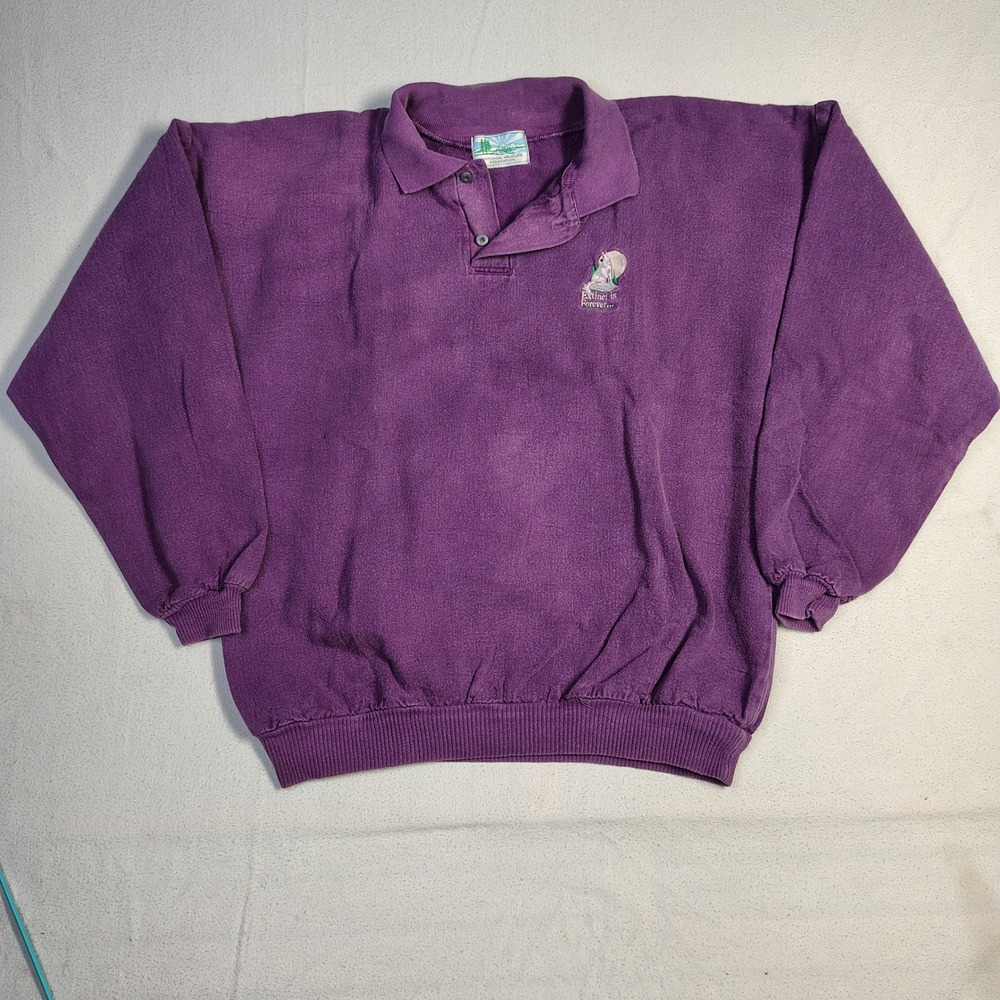 Vintage National Wildlife Federation Sweatshirt Size XL Purple Fleece Wolf
